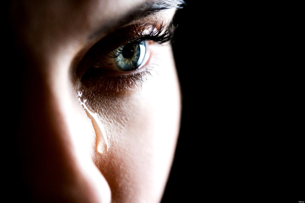 Close up of woman crying